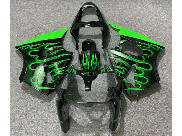 00-02 Negro Brillante & Verde Llama ZX6R Carenado 00-02 Negro Brillante & Verde Llama ZX6R Carenado