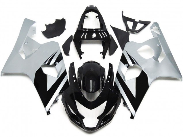 04-05 Estilo Plateado & Negro Brillante OEM GSXR 600-750 Carenado 04-05 Estilo Plateado & Negro Brillante OEM GSXR 600-750 Carenado