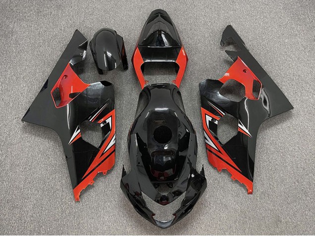 04-05 Negro Brillante & Rojo GSXR 600-750 Carenado 04-05 Negro Brillante & Rojo GSXR 600-750 Carenado