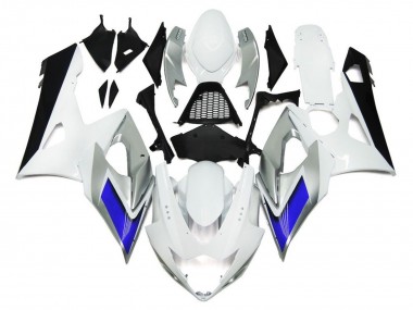 05-06 Estilo Blanco Brillante Con Toques Plateados & Azul GSXR 1000 Carenado
