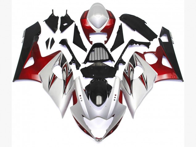 05-06 Estilo Blanco Brillante Con Toques Plateados & Bronce GSXR 1000 Carenado 05-06 Estilo Blanco Brillante Con Toques Plateados & Bronce GSXR 1000 Carenado