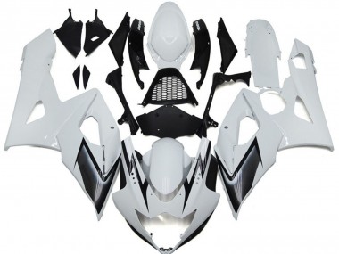 05-06 Estilo Blanco Brillante Con Toques Plateados GSXR 1000 Carenado