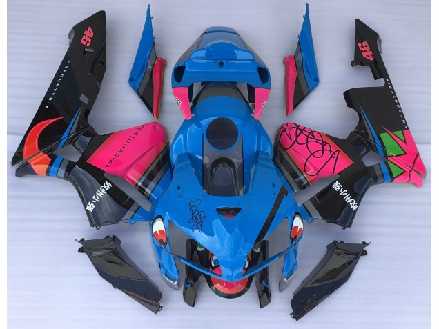 05-06 Tiburón Azul & Rosa CBR600RR Carenado 05-06 Tiburón Azul & Rosa CBR600RR Carenado