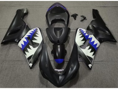 05-06 Tiburón Negro Mate & Azul ZX6R Carenado