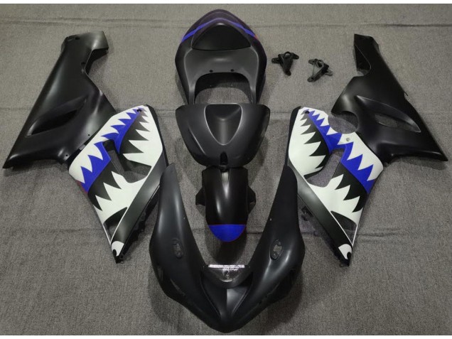 05-06 Tiburón Negro Mate & Azul ZX6R Carenado 05-06 Tiburón Negro Mate & Azul ZX6R Carenado