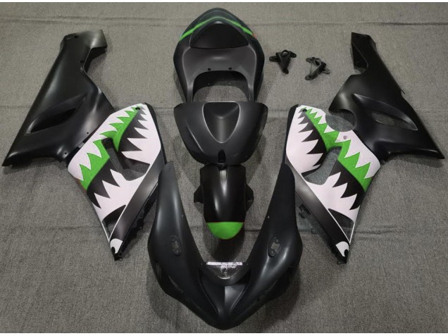 05-06 Tiburón Negro Mate & Verde ZX6R Carenado 05-06 Tiburón Negro Mate & Verde ZX6R Carenado