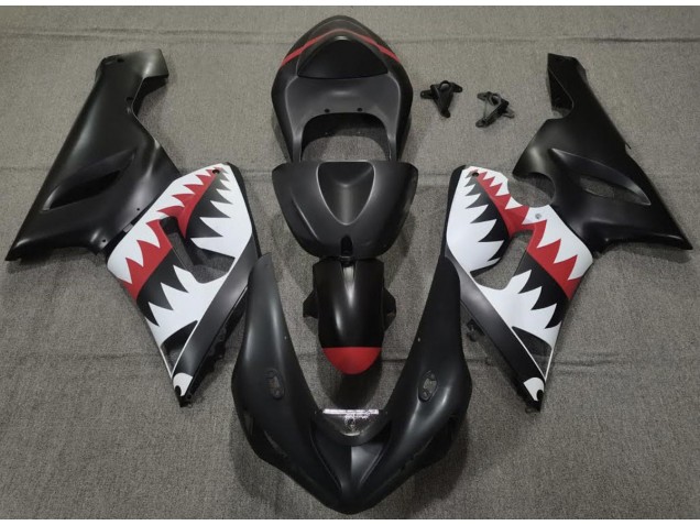 05-06 Tiburón Negro Mate ZX6R Carenado 05-06 Tiburón Negro Mate ZX6R Carenado