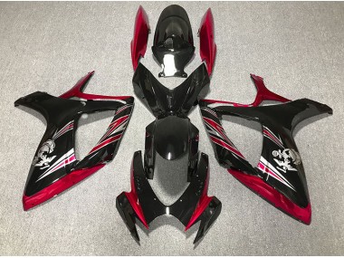 06-07 Diseño Rojo Brillante & Negro GSXR 600-750 Carenado