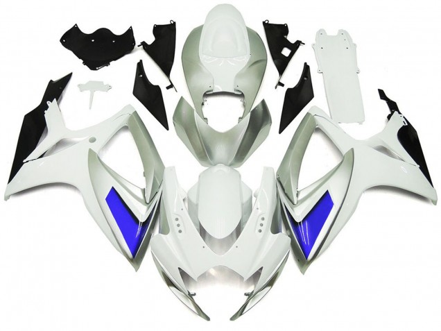 06-07 Estilo Plateado Blanco & Azul Brillante GSXR 600-750 Carenado 06-07 Estilo Plateado Blanco & Azul Brillante GSXR 600-750 Carenado
