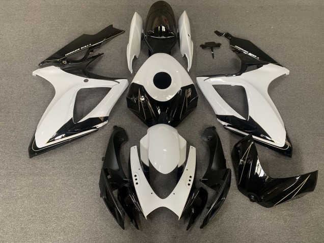 06-07 Negro Mate & Blanco Brillante GSXR 600-750 Carenado 06-07 Negro Mate & Blanco Brillante GSXR 600-750 Carenado