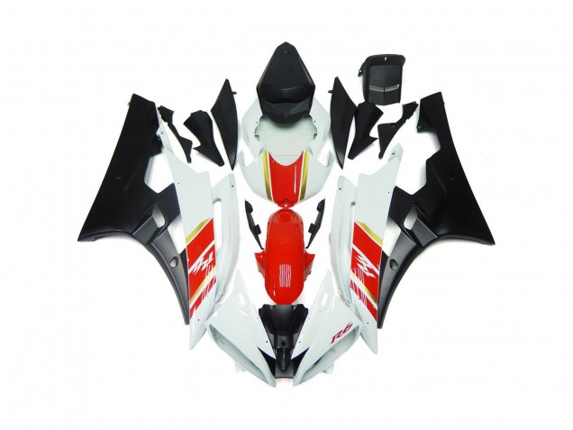 06-07 Negro Mate Personalizado & Rojo Con Blanco R6 Carenado 06-07 Negro Mate Personalizado & Rojo Con Blanco R6 Carenado