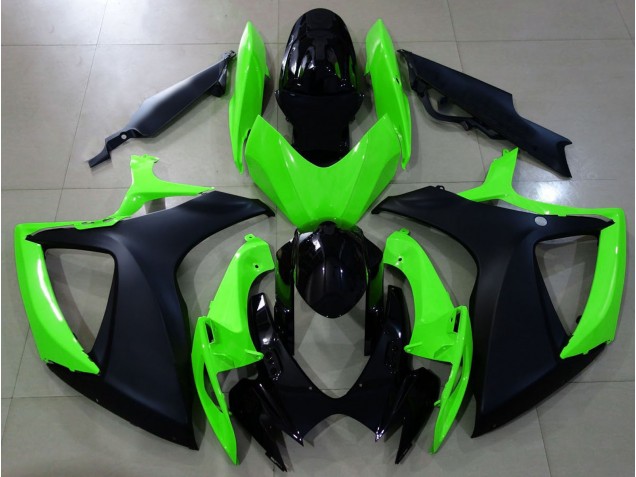 06-07 Negro Mate & Verde GSXR 600-750 Carenado 06-07 Negro Mate & Verde GSXR 600-750 Carenado