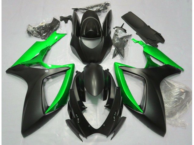 06-07 Negro Mate & Verde GSXR 600-750 Carenado 06-07 Negro Mate & Verde GSXR 600-750 Carenado