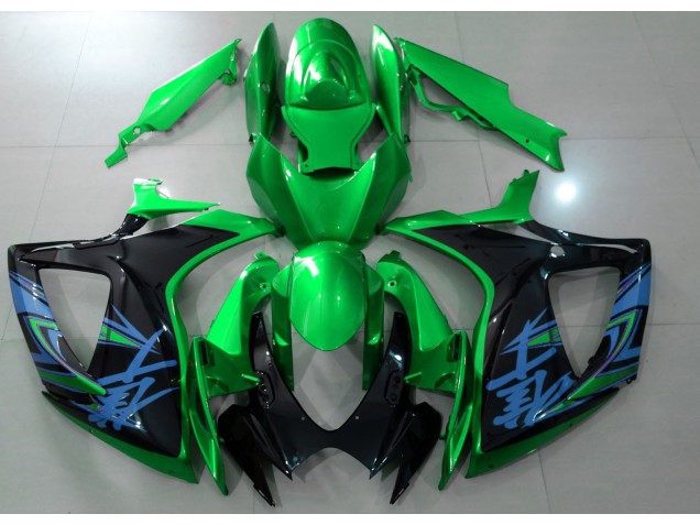 06-07 Verde Brillante & Negro GSXR 600-750 Carenado 06-07 Verde Brillante & Negro GSXR 600-750 Carenado