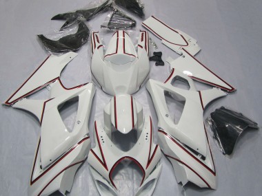 07-08 Blanco Con Raya Diplomática Roja GSXR 1000 Carenado