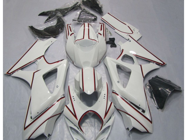 07-08 Blanco Con Raya Diplomática Roja GSXR 1000 Carenado 07-08 Blanco Con Raya Diplomática Roja GSXR 1000 Carenado