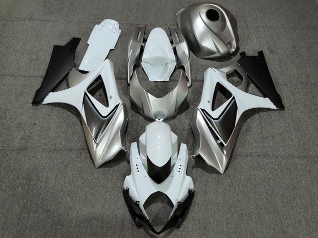 07-08 Blanco Plateado Personalizado Con Negro GSXR 1000 Carenado 07-08 Blanco Plateado Personalizado Con Negro GSXR 1000 Carenado