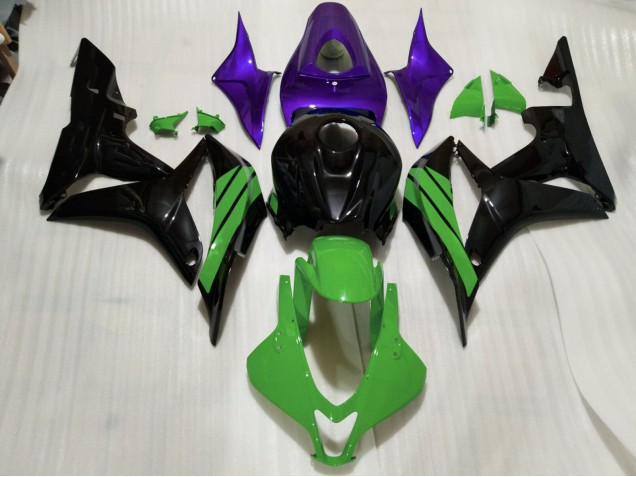 07-08 Detalles En Negro Brillante Verde & Morado CBR600RR Carenado 07-08 Detalles En Negro Brillante Verde & Morado CBR600RR Carenado