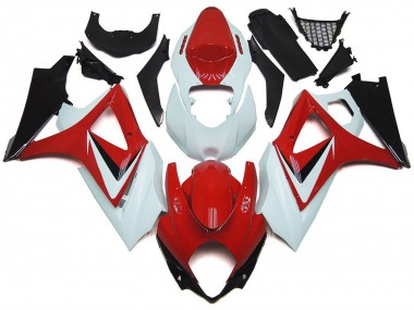 07-08 Estilo Rojo Brillante Con Blanco OEM GSXR 1000 Carenado