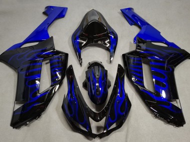 07-08 Negro Brillante & Azul Llama ZX6R Carenado