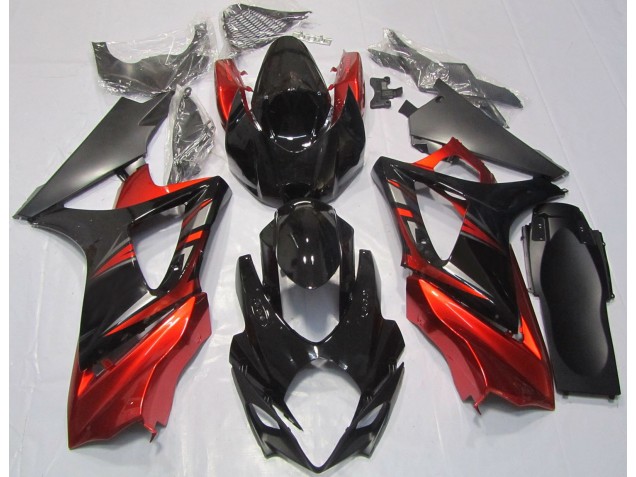 07-08 Negro Brillante & Rojo GSXR 1000 Carenado 07-08 Negro Brillante & Rojo GSXR 1000 Carenado
