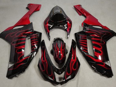 07-08 Negro Brillante & Rojo Llama ZX6R Carenado