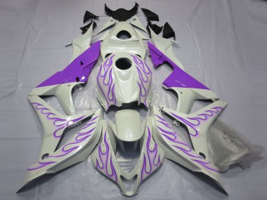 07-08 Púrpura Llama Sobre Blanco CBR600RR Carenado