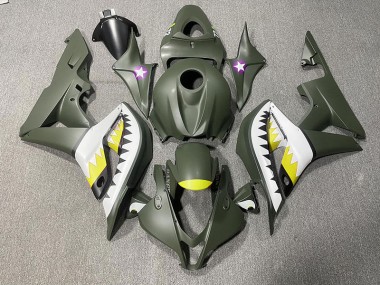 07-08 Tiburón Verde Mate & Amarillo CBR600RR Carenado