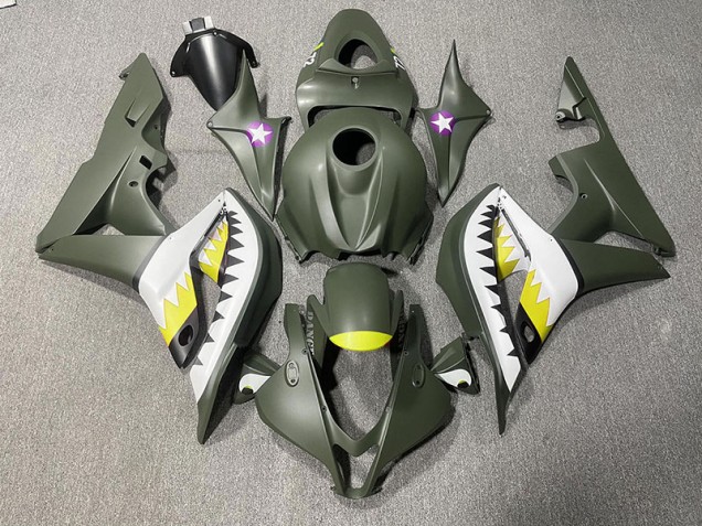 07-08 Tiburón Verde Mate & Amarillo CBR600RR Carenado 07-08 Tiburón Verde Mate & Amarillo CBR600RR Carenado