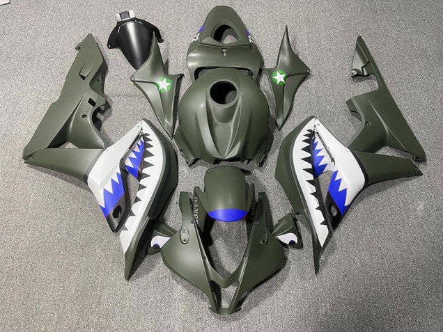 07-08 Tiburón Verde Mate & Azul CBR600RR Carenado 07-08 Tiburón Verde Mate & Azul CBR600RR Carenado
