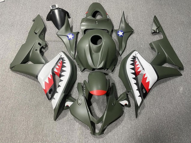 07-08 Tiburón Verde Mate & Rojo CBR600RR Carenado