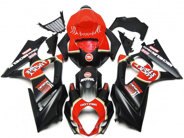 07-08 Vibrante Negro Mate Personalizado Lucky Strike GSXR 1000 Carenado