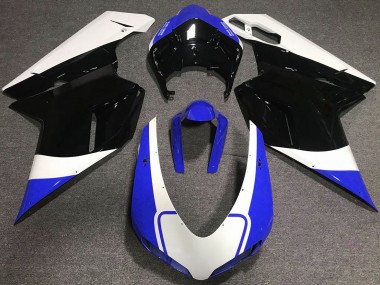07-14 Azul Brillante Blanco & Negro Ducati 848 1098 1198 Carenado