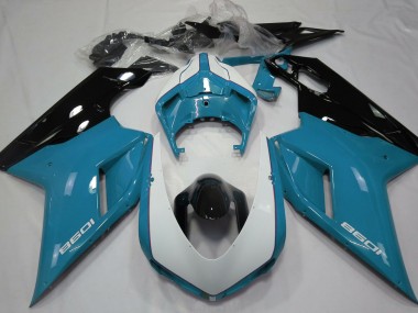 07-14 Azul Claro Brillante & Blanco Ducati 848 1098 1198 Carenado