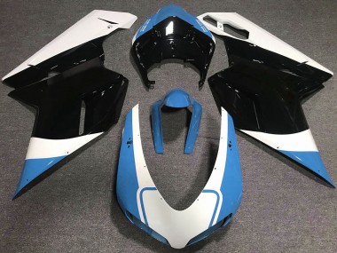 07-14 Azul Claro Brillante Blanco & Negro Ducati 848 1098 1198 Carenado