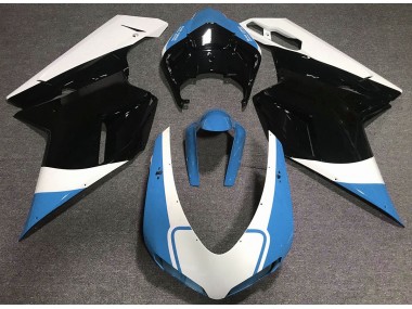 07-14 Azul Claro Brillante Blanco & Negro Ducati 848 1098 1198 Carenado