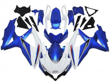 08-10 Blanco Brillante Con Plata & Azul GSXR 600-750 Carenado