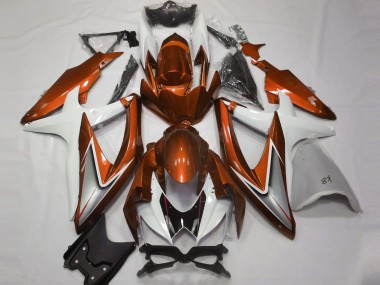08-10 Naranja Brillante & Blanco GSXR 600-750 Carenado