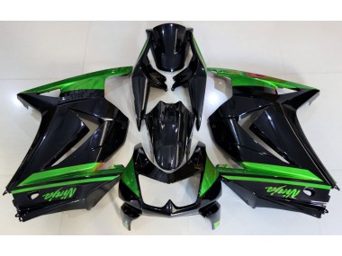 08-12 Negro Brillante & Verde Ninja 250 Carenado