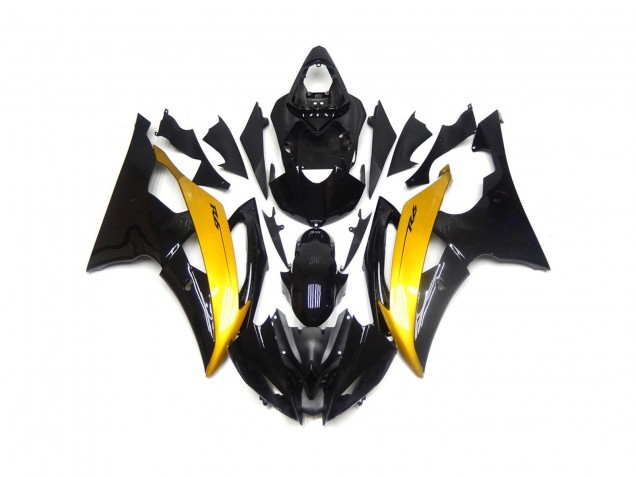 08-16 Negro & Dorado Brillante R6 Carenado 08-16 Negro & Dorado Brillante R6 Carenado