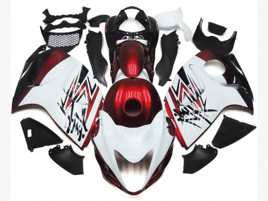 08-20 Blanco Brillante Con Rojo Intenso Personalizado GSXR 1300 Carenado