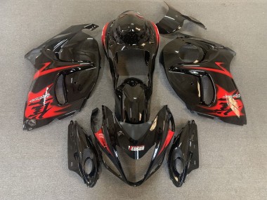 08-20 Negro Brillante Con Logotipos Rojos GSXR 1300 Carenado