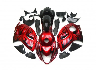 08-20 Rojo Vibrante Con Negro Llama GSXR 1300 Carenado