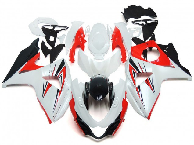 09-16 Rojo Brillante Con Estilo Personalizado En Blanco & Negro GSXR 1000 Carenado 09-16 Rojo Brillante Con Estilo Personalizado En Blanco & Negro GSXR 1000 Carenado