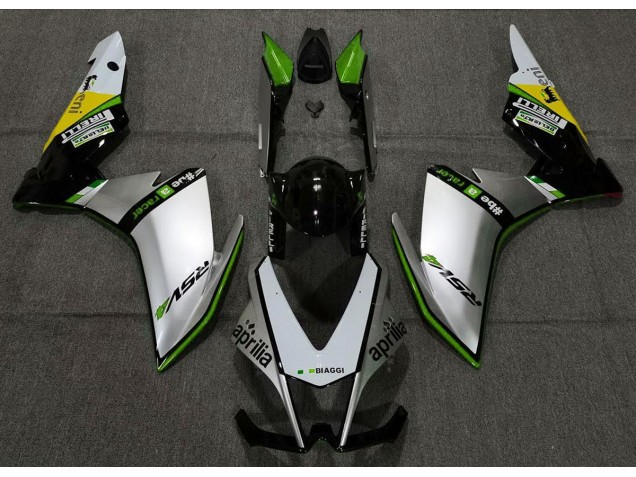 10-15 Plata Pirelli & Verde RSV4 1000 Carenado 10-15 Plata Pirelli & Verde RSV4 1000 Carenado
