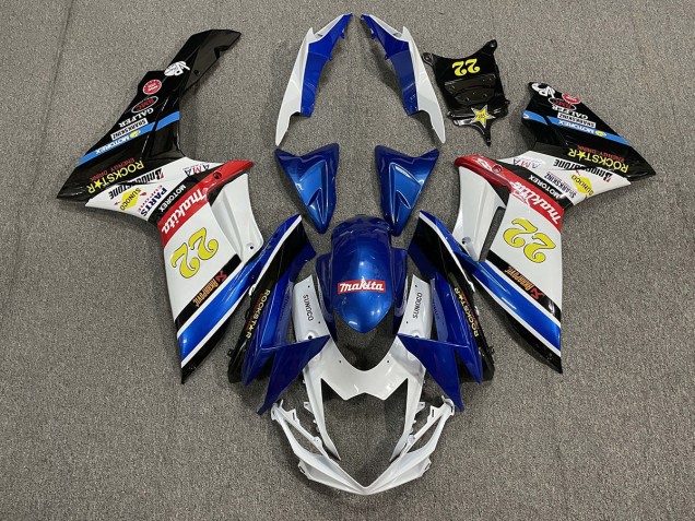 11-24 22 Rockstar Blanco & Azul GSXR 600-750 Carenado 11-24 22 Rockstar Blanco & Azul GSXR 600-750 Carenado