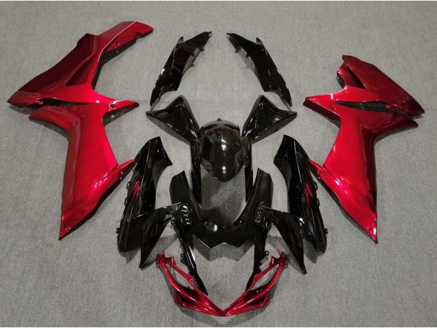 11-24 Negro Brillante & Rojo Lava GSXR 600-750 Carenado 11-24 Negro Brillante & Rojo Lava GSXR 600-750 Carenado