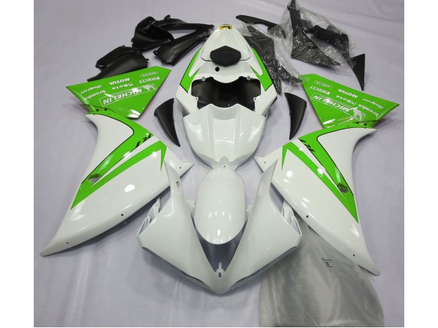 12-14 Blanco Brillante & Verde R1 Carenado 12-14 Blanco Brillante & Verde R1 Carenado