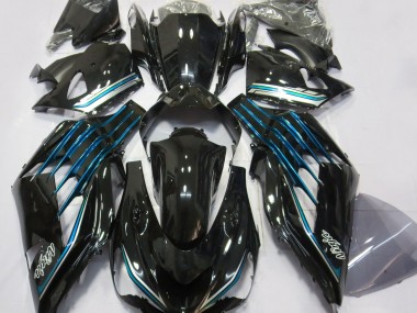 12-21 Negro Brillante & Azul Claro ZX14R Carenado