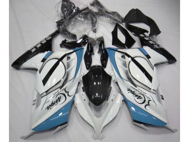 13-18 Blanco Brillante & Azul Claro Ninja 300 Carenado